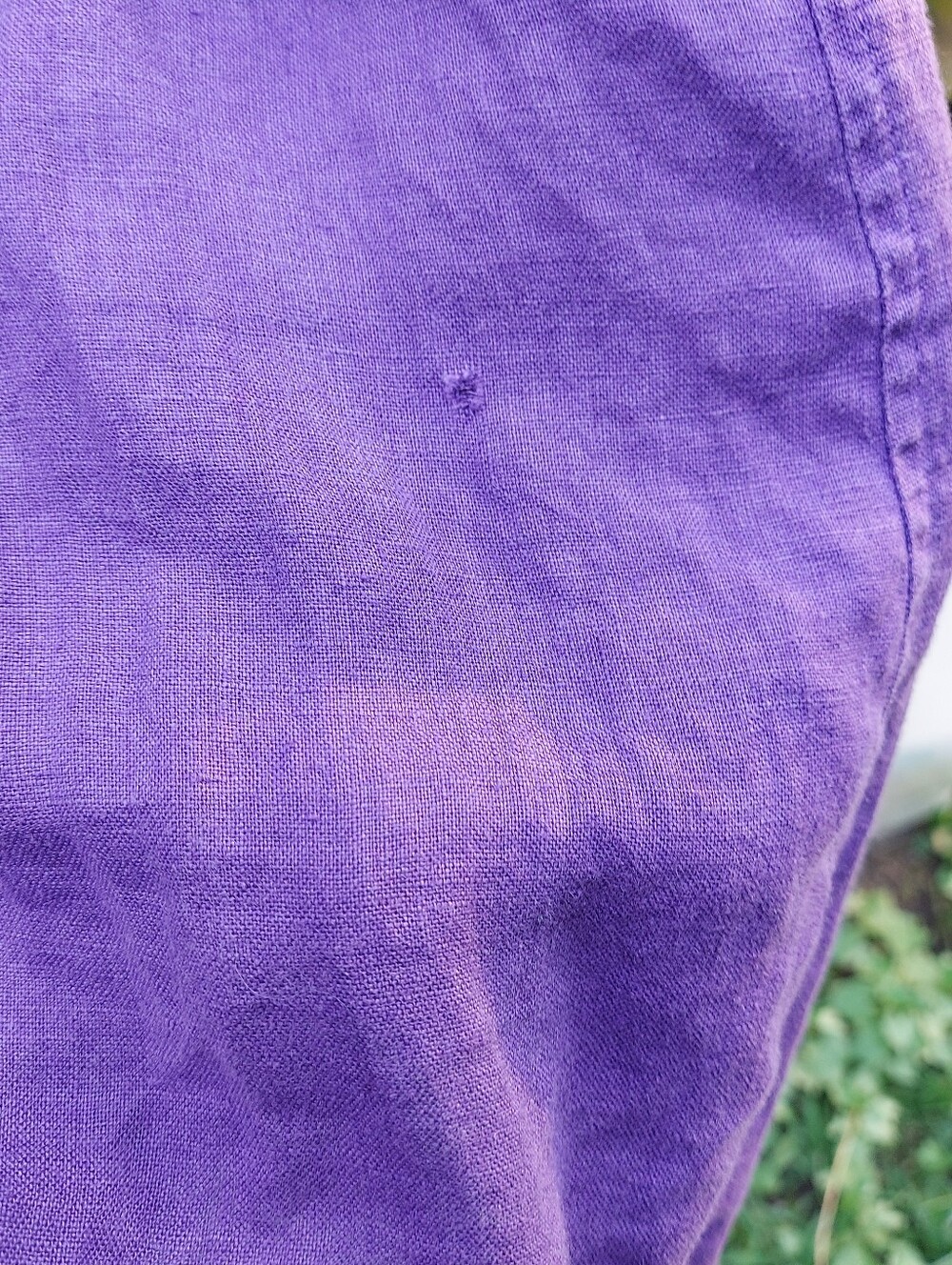 Purple Flax Linen Sleeveless Mini Dress - Picture 4 of 6